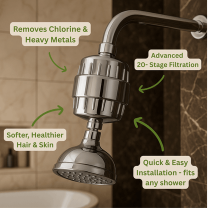 PuraVoda™ - Shower Filter for Hard Water & Impurities
